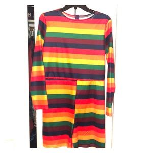 One piece long sleeve rainbow romper